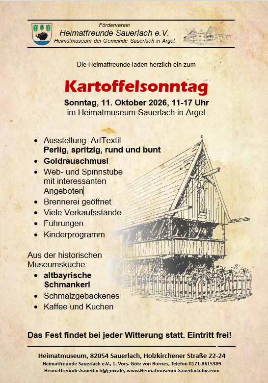 Plakat Kartoffelsonntag 11. Oktober 2026
